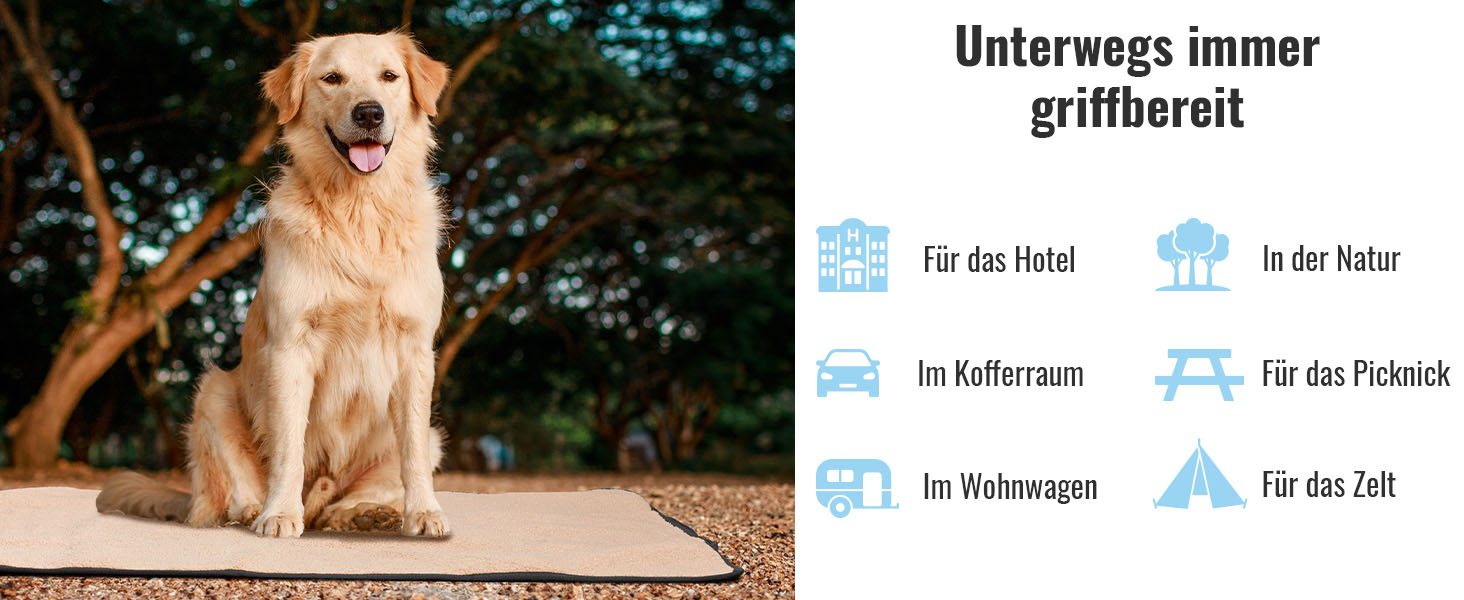 Килимок для собак Achilles Reisedecke, м'який, з імітацією овечої вовни, 100x70 см, чорний, для подорожей, з сумкою, можна прати