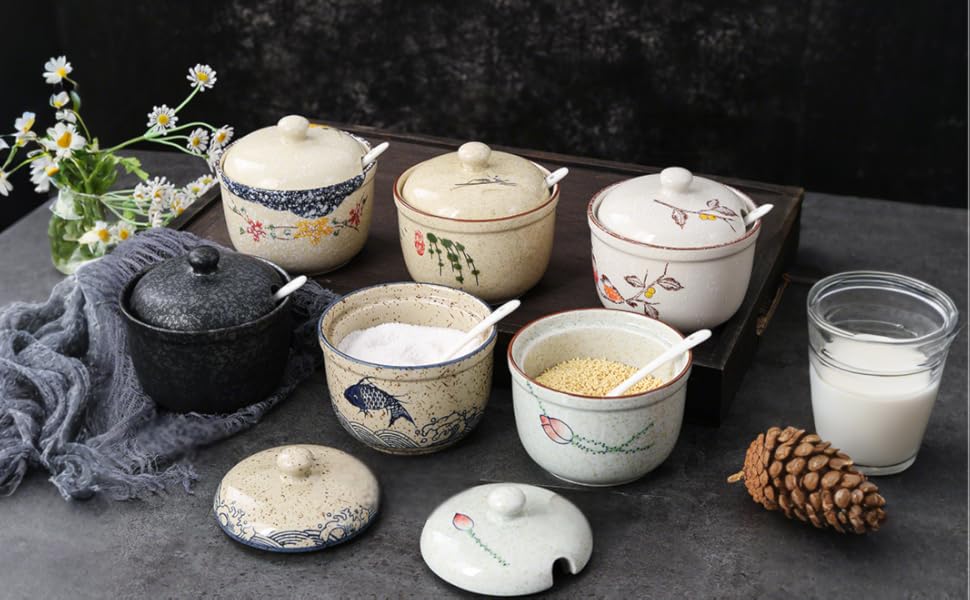 Керамічна цукерниця з ложкою 430мл, дозатор для солі, приправа, спеції, керамічний контейнер для кухні, дому, кав'ярні (білий) (Tree 400мл)