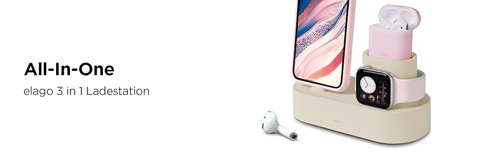 Зарядний станція Elago 3-в-1 для Apple Watch, AirPods та iPhone (білий)