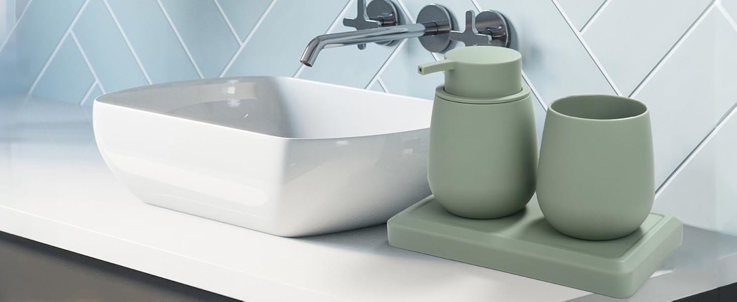 Сучасний набір для ванної кімнати AJEUNGAIN сірого кольору: мильниця, стакан для зубної пасти, піднос. Організатор для ванної кімнати (сірий). 3 предмети