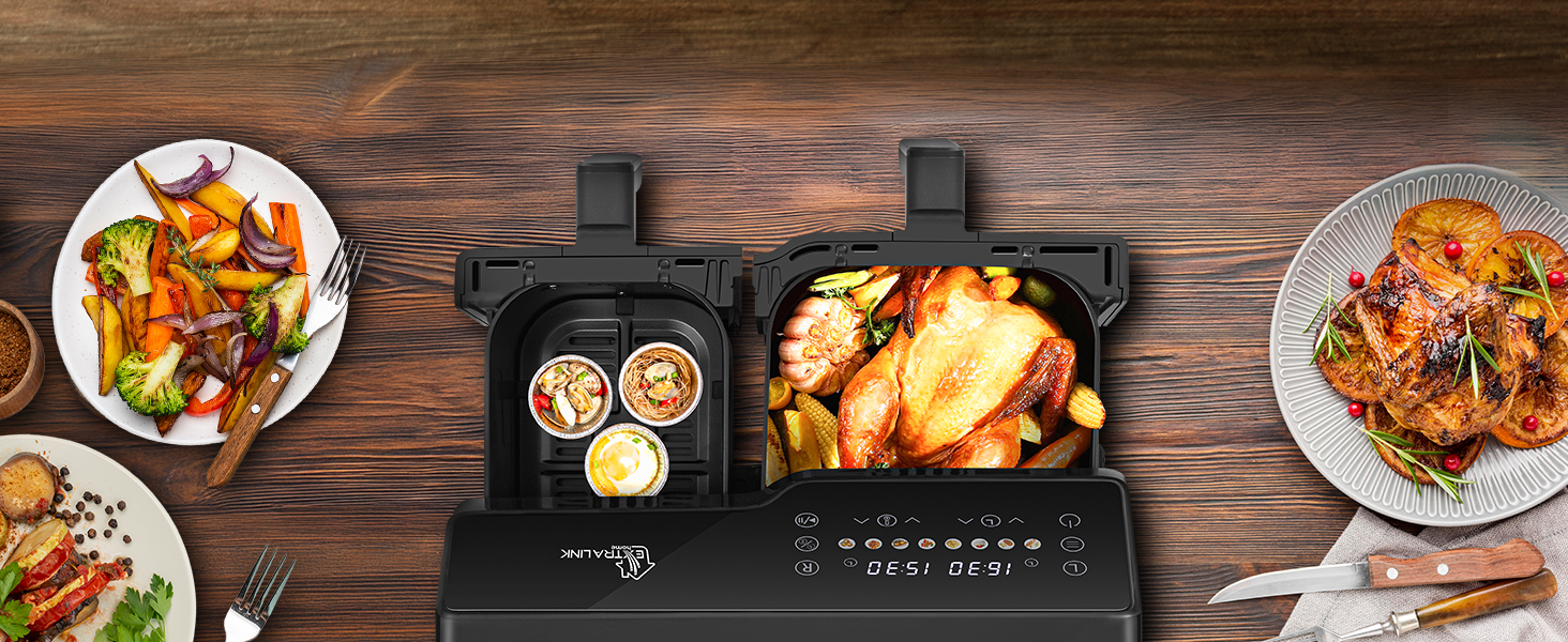 Фритюрниця Extralink 1400W Airfryer 4.2L з 10 функціями, LED-дисплеєм та економним споживанням енергії
