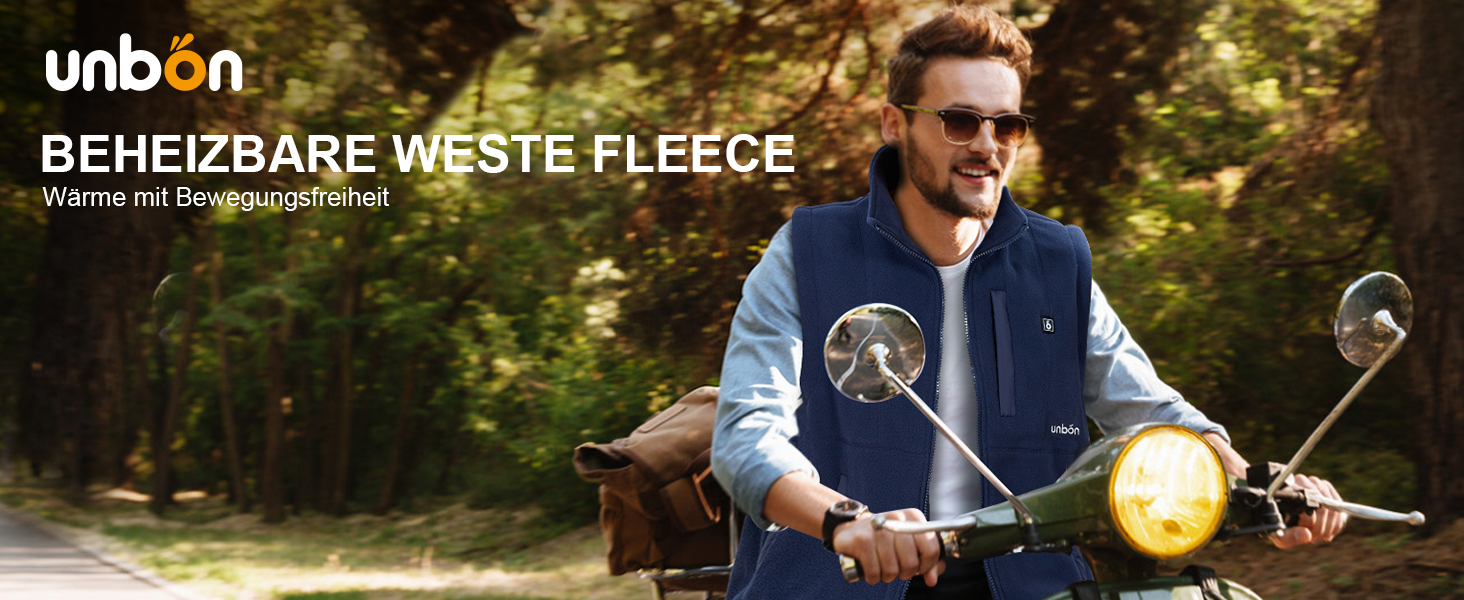 UNBON Гріюча жилетка з флісу, чоловіча жилетка з підігрівом, жилетка з Powerbank 10000mAh USB, 3 режими нагріву, 6 зон нагріву (XXL, Синій)