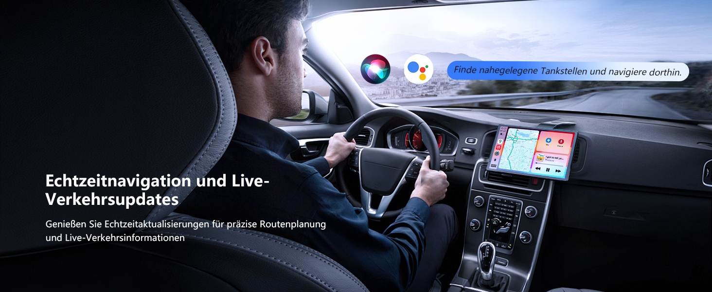 Портативна автомагнітола Krunia 8'' з Apple CarPlay і Android Auto, 1440x900 HD-дисплей, магнітне кріплення, OTA-оновлення, камера заднього виду, Bluetooth, голосове керування, GPS-навігація