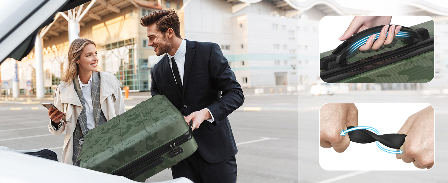 Чемодан-тележка KONO з ABS+PC - легкий валіз з 4 колесами, TSA-замком, для подорожей, бізнесу та сімейного відпочинку (M (52cm), Зелений/Камуфляж)