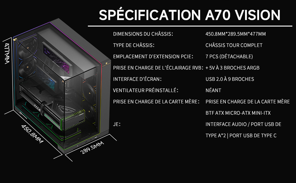 Ігровий корпус Thermalright TR A70 Vision ATX з LCD-дисплеєм 9.16'', панорамною підсвіткою та підтримкою 8 вентиляторів