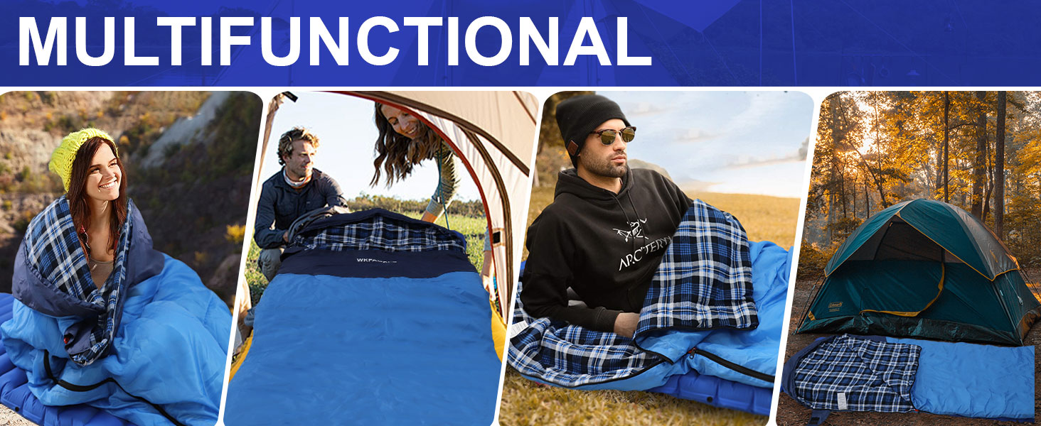 Спальний мішок WKFAMOUT Ultralight Flanell для дорослих, 220x80 см, блакитний. Підходить для кемпінгу, подорожей, літа. Легкий, компактний, машинного прання.