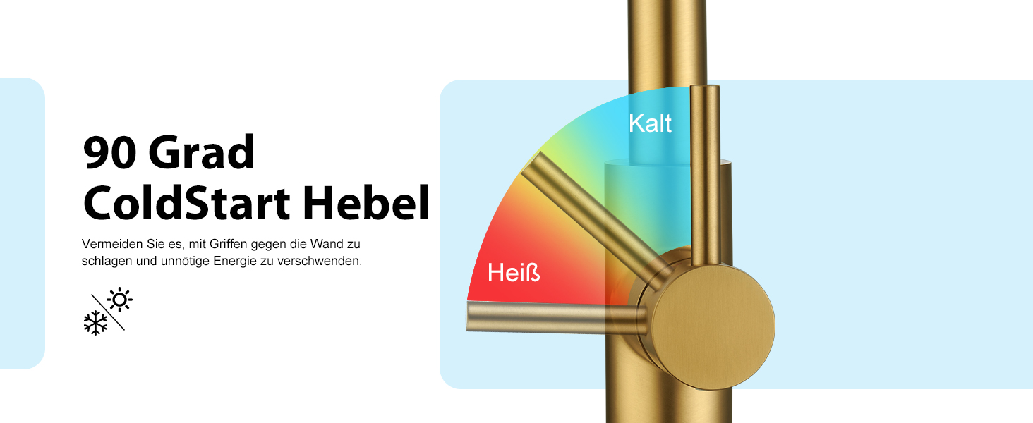 Кран кухонний CREA з 3 функціями: душ, висувний вилив, поворот на 360°, матовий золотий