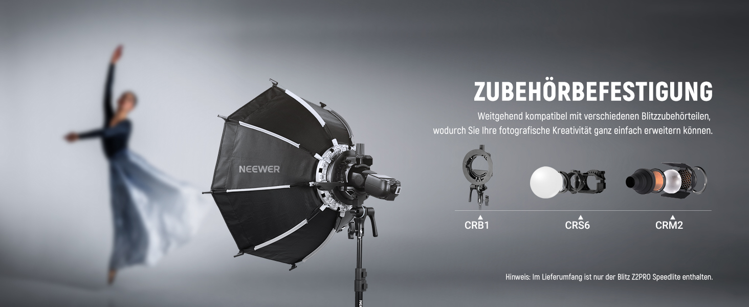 NEEWER Z2PRO-C: Світловий спалашок Speedlite з TTL, сумісний з Canon та Godox, 76Ws, 1/8000s HSS, 3000mAh