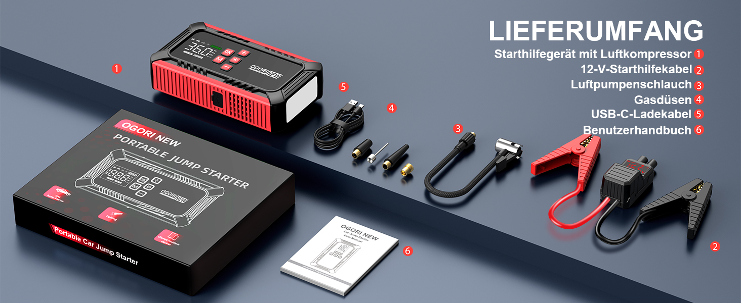 Портативний акумулятор для авто з компресором 150PSI, 7000A, 12V, 8L/10L (бензин/дизель), з запальничкою, LED-ліхтарик B195