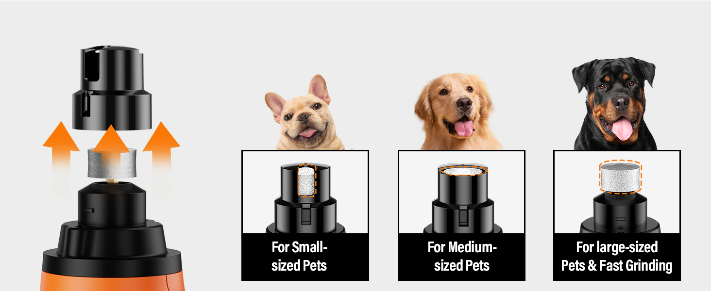 Шліфувальник кігтів для собак Casfuy Smarter Krallenschleifer 6-ступінчатий – 50% потужніший. З 2 LED-лампами, супертихий, перезаряджуваний. Підходить для собак та котів великих, середніх та маленьких порід. Білий (Оранжевий)