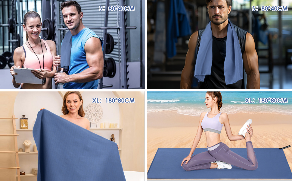 Набір рушників з мікрофібри (3 шт.): 180x80 см + 2 шт. 80x40 см, для фітнесу, сауни, пляжу, подорожей, темно-зелений (темно-сірий)