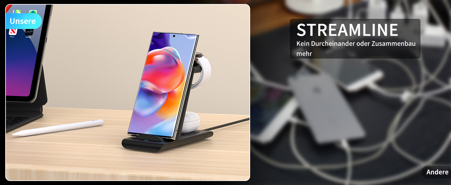 Бездротовий зарядний пристрій 3 в 1 SPGUARD для Samsung Galaxy Watch 8/7/6/5, Galaxy S26 Ultra/S26+/S26, Z Fold 7/Z Flip 7 та Galaxy Buds 4 Pro/3