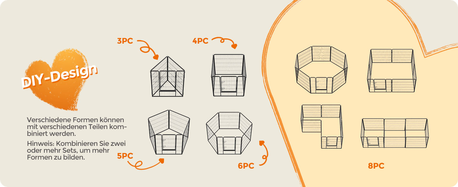 Вольєр для тварин Feandrea Freilaufgehege XL (77x80 см), чорний, з 8 панелей, DIY, для дому та вулиці