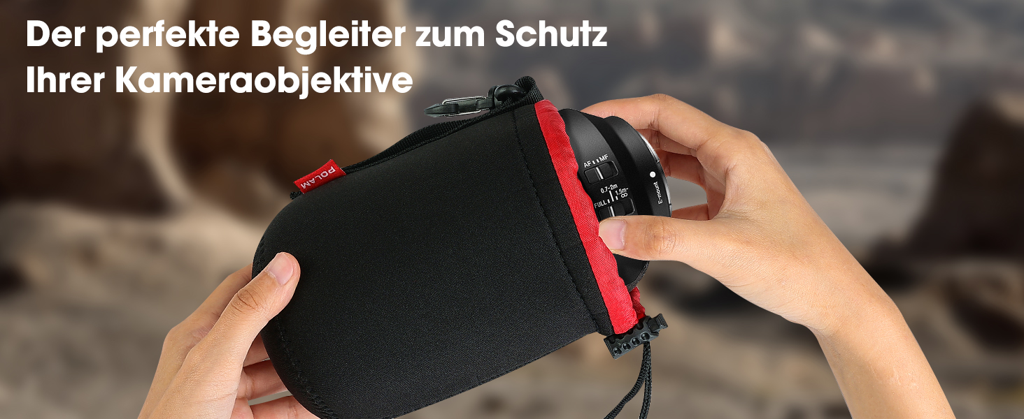 Набір чохлів для об'єктивів з неопрену, 4 розміри, для Canon, Nikon, Tamron, Sigma, Pentax, чорний/червоний