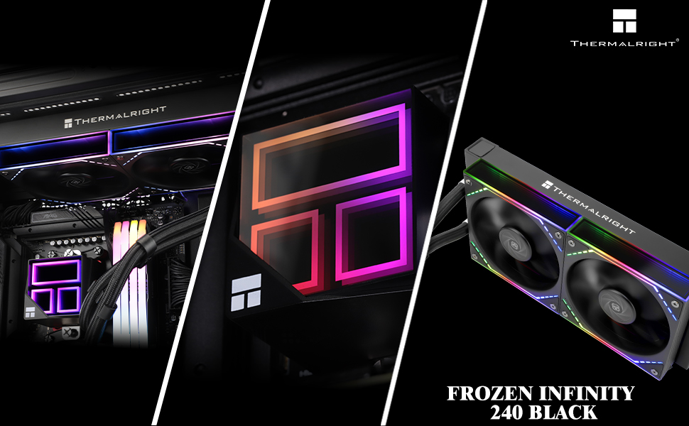 Система водяного охолодження CPU Thermalright Frozen Infinity 240 BLACK з трьома вентиляторами PWM (2000 об/хв) для AM4/AM5, Intel LGA115X/2011/1700/1851