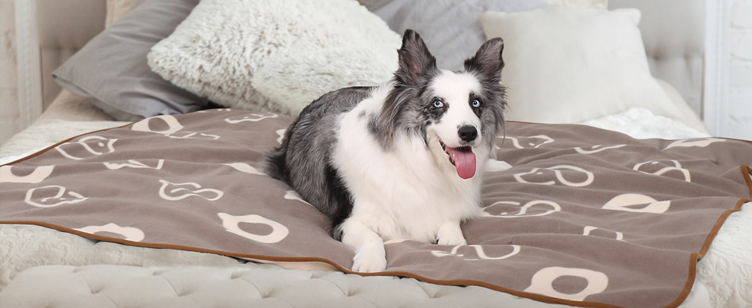 Водонепроникний килимок для собак, 152x127 см, фланель та шерпа, для середніх та великих собак, машинне прання - чорний (100x75 см, коричневий)