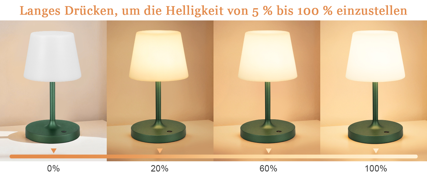 LED Настільна лампа бездротова акумуляторна з регульованою яскравістю та пам'яттю, сенсорна нічна лампа для спальні, кафе, вулиці (Зелена)