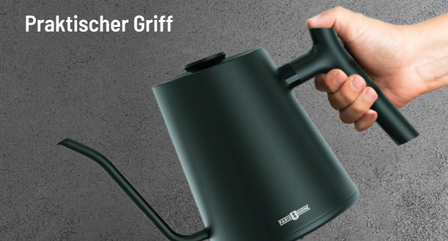 Paris Rhone Swan Neck Electric Kettle - 0.9L Temperature Control Kettle with Display, Knob, and 24-Hour Keep Warm Function - Dark Green