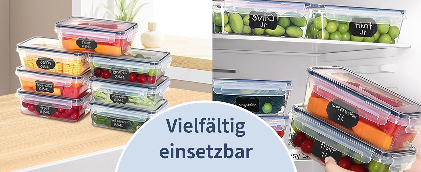 Набір контейнерів для їжі Hibisaws 12 шт. з кришкою, контейнери для заморожування, ланч-бокси, BPA-free, 100% герметичні, прозорі, 6 x 1L & 6 x 0.5L