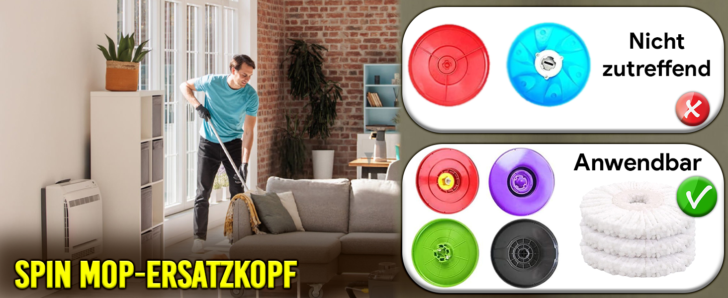 Набір для миття підлоги ARSUK з відром та функцією віджиму – 4 змінні насадки | 360° обертання | Підходить для паркету, плитки та ламінату