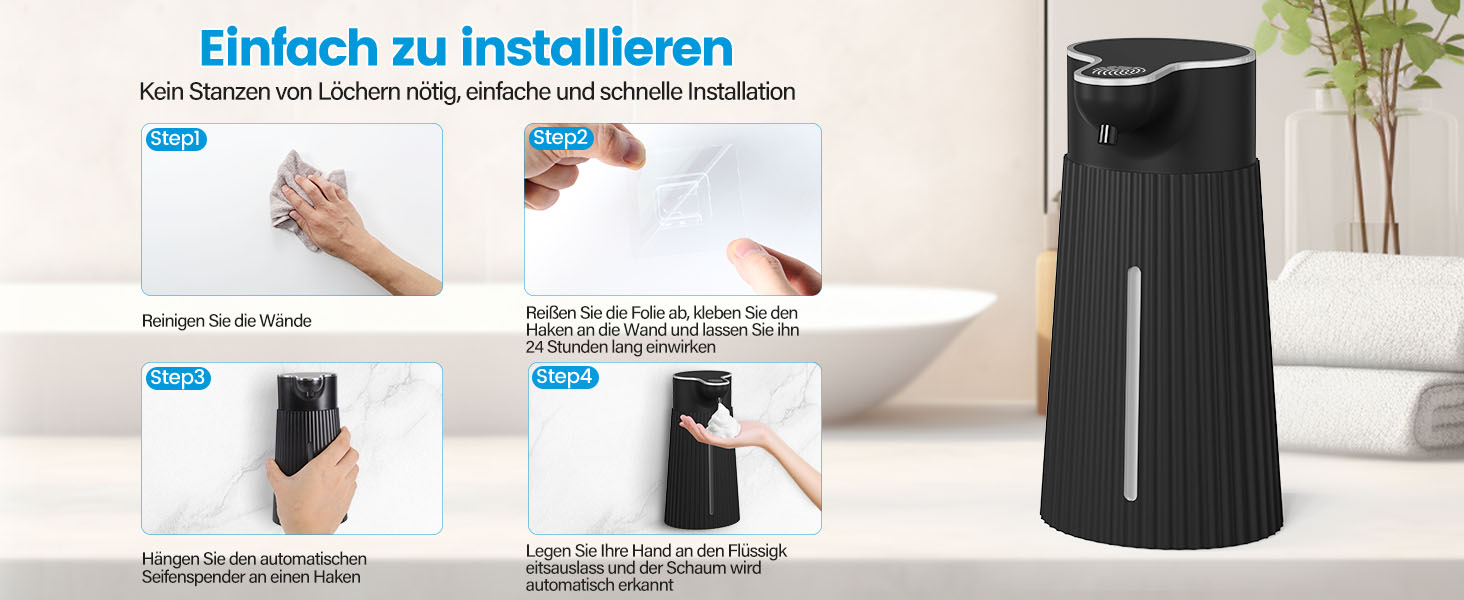 Електричний дозатор мила 400 мл з сенсором, автоматичний диспенсер піни для мила, настінний, білий, USB, IPX6 вологостійкий