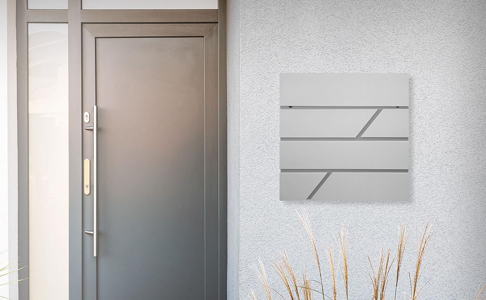 Поштовий ящик ECD Germany з газетницею, нержавіюча сталь, світло-сірий, 37x11x37 см, з 2 ключами, монтажний комплект, сучасний дизайн