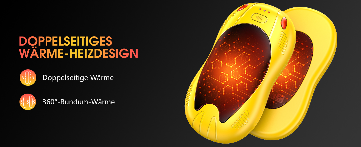 Електричні грілки для рук 2 шт. з акумулятором 10000mAh, двосторонній нагрів, USB, 3 рівні, для кемпінгу та активного відпочинку