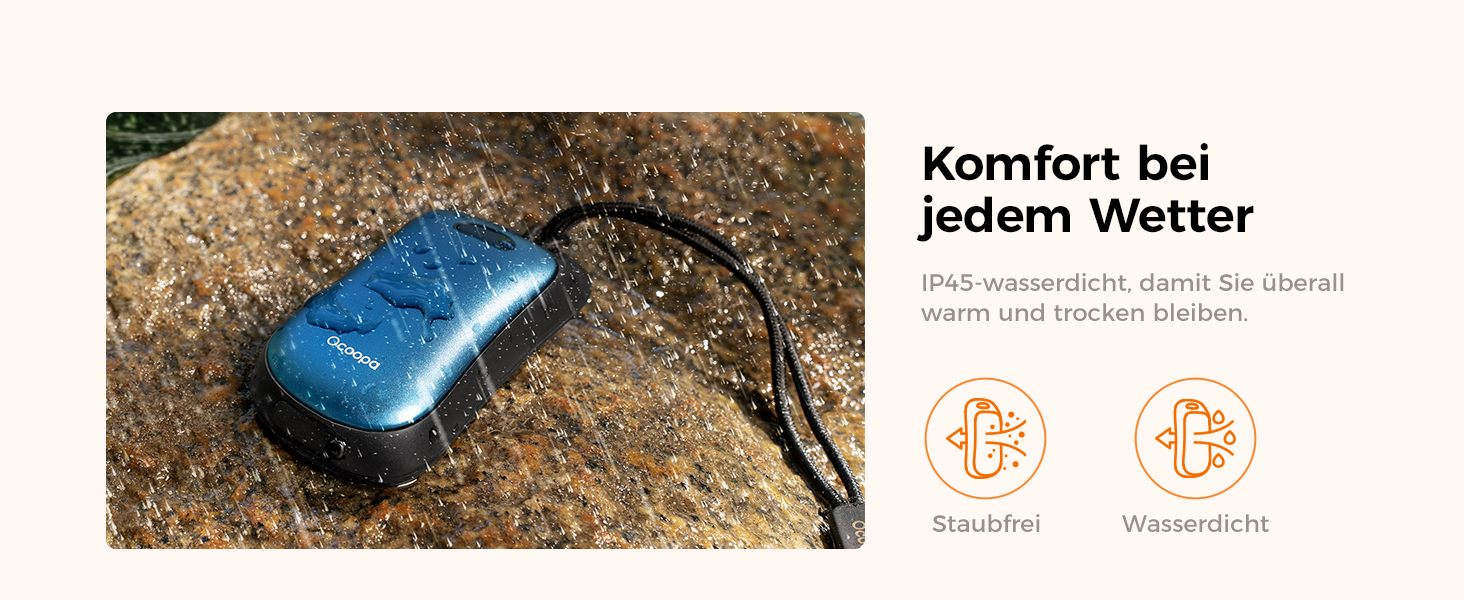 Електричні грілки для рук OCOOPA, 2 шт., водонепроникні IP45, ергономічні, 18 годин тепла, портативні, для відпочинку на природі, гольфу, кемпінгу, міського використання, Marineblau (темно-синій)