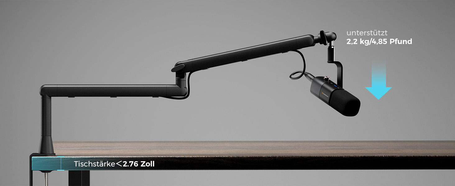 Підставка для мікрофона NearStream ST20 з поворотним кріпленням 360°, регульована висота та адаптер 3/8-5/8 - для подкастів, стрімінгу, геймінгу, офісу
