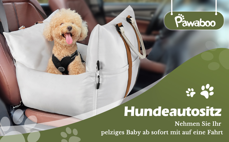 Автомобільний лежак для собак Pawaboo, сірий, до 11 кг, водонепроникний, з кріпленнями та шлейкою