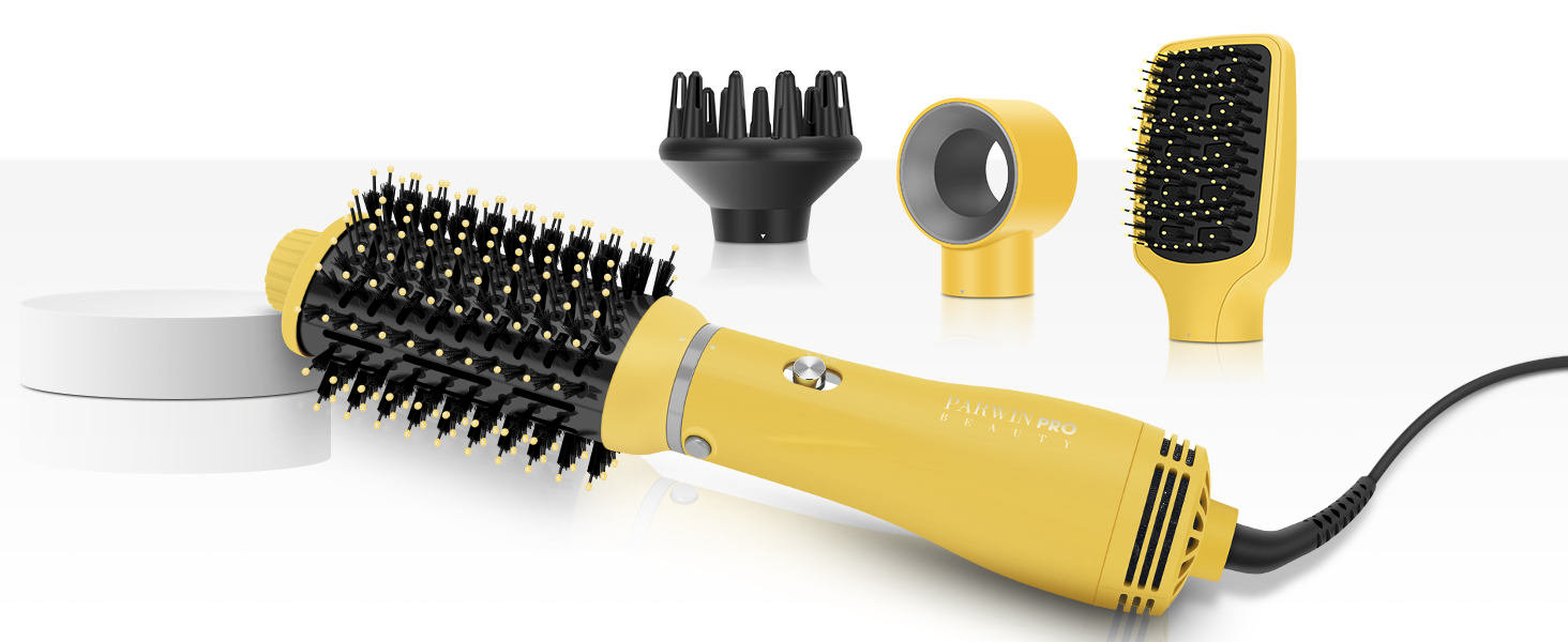 Набір для укладки волосся PARWIN PRO BEAUTY 5 в 1: фен-щітка з іонізацією, 1100 Вт, 5 насадок для сушіння, випрямлення, об'єму та укладки