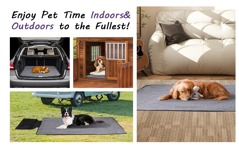Водонепроникна килимок для собак та котів 95x65 см, складаний, для подорожей та дому