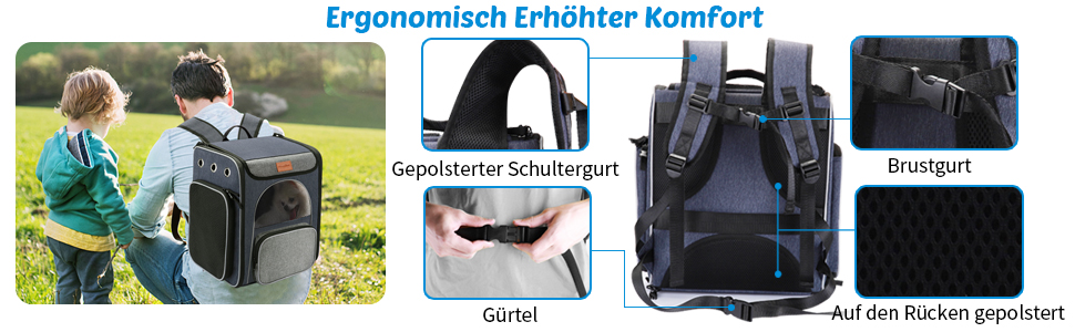 Рюкзак-переноска для котів та маленьких собак Morpilot, 7 кг, блакитно-сірий, 33л