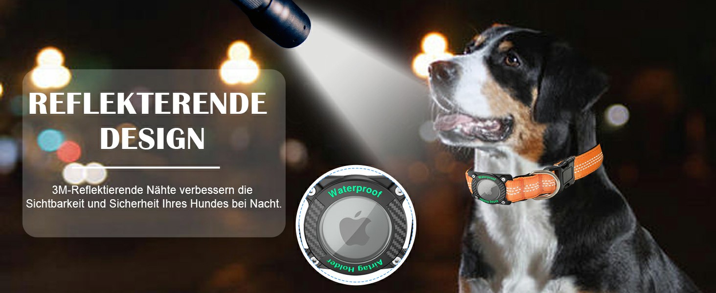 Нашийник для собак з AirTag, водонепроникний чохол, GPS трекер, сумісний з Apple AirTag, синій, розмір S (27-34.5 см)