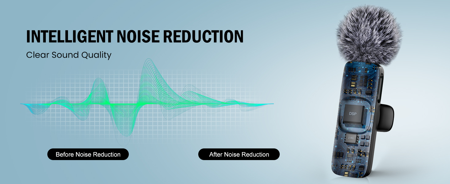 Бездротове петличне мікрофон з 4 режимами запису для Android, iPhone, PC – Mini-мікрофон для відео, Vlog, TikTok, YouTube, стрімінгу та інтерв'ю (K5 Type-C)