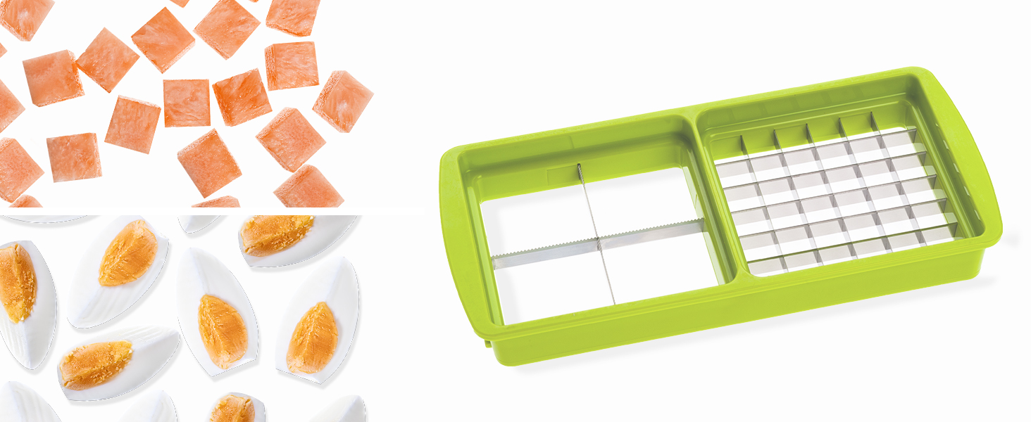 Набір Genius Nicer Dicer Smart 6-елементів: овочерізалка для кубиків, стрічок, скибочок, соломки та чвертей. Зручний подрібнювач цибулі з телевізійної реклами Kiwi.