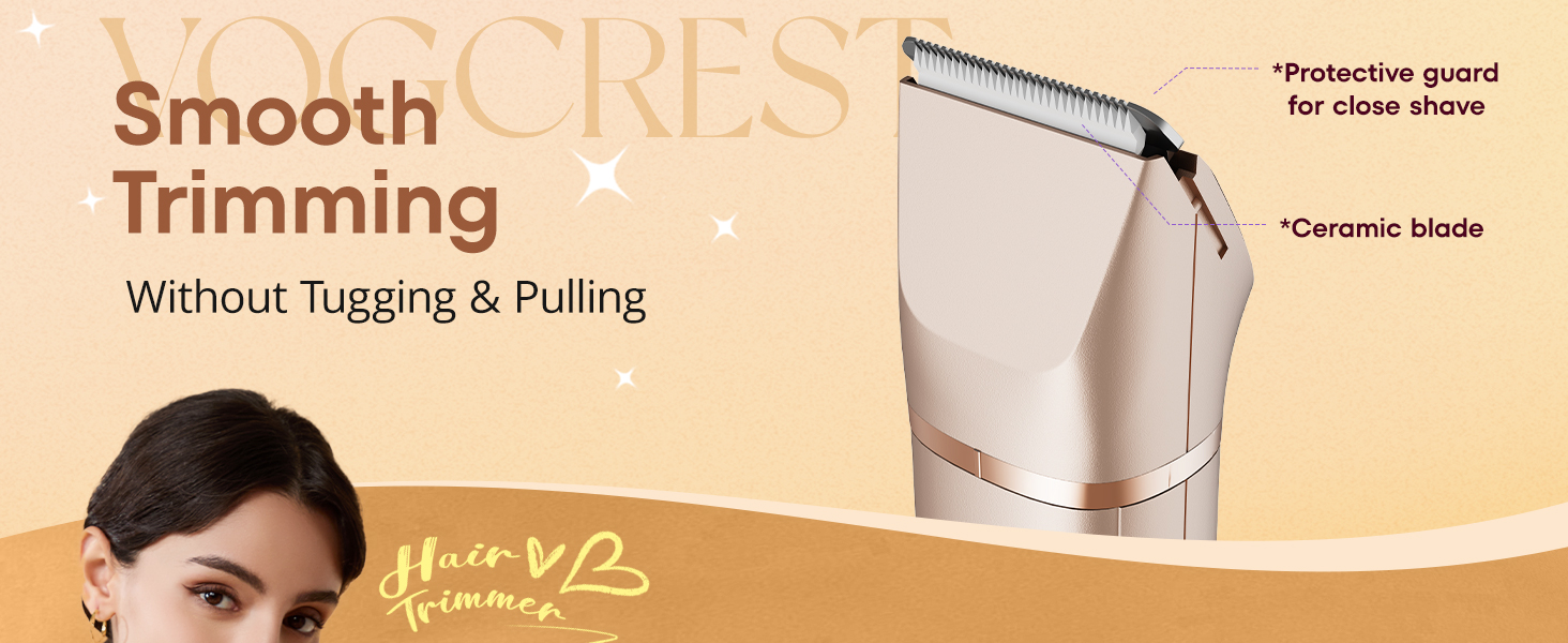 Електричний триммер для бікіні VG VOGCREST: безболісний жіночий депілятор для тіла, для рук, ніг, зони бікіні (рожеве золото)