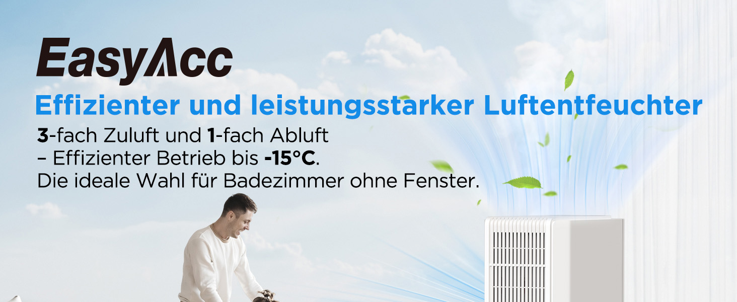 EasyAcc Електричний осушувач повітря 1200 мл, енергозберігаючий, тихий, портативний, з автовимкненням та режимом сну. Ідеально для офісу та дому (2000 мл, кремовий)