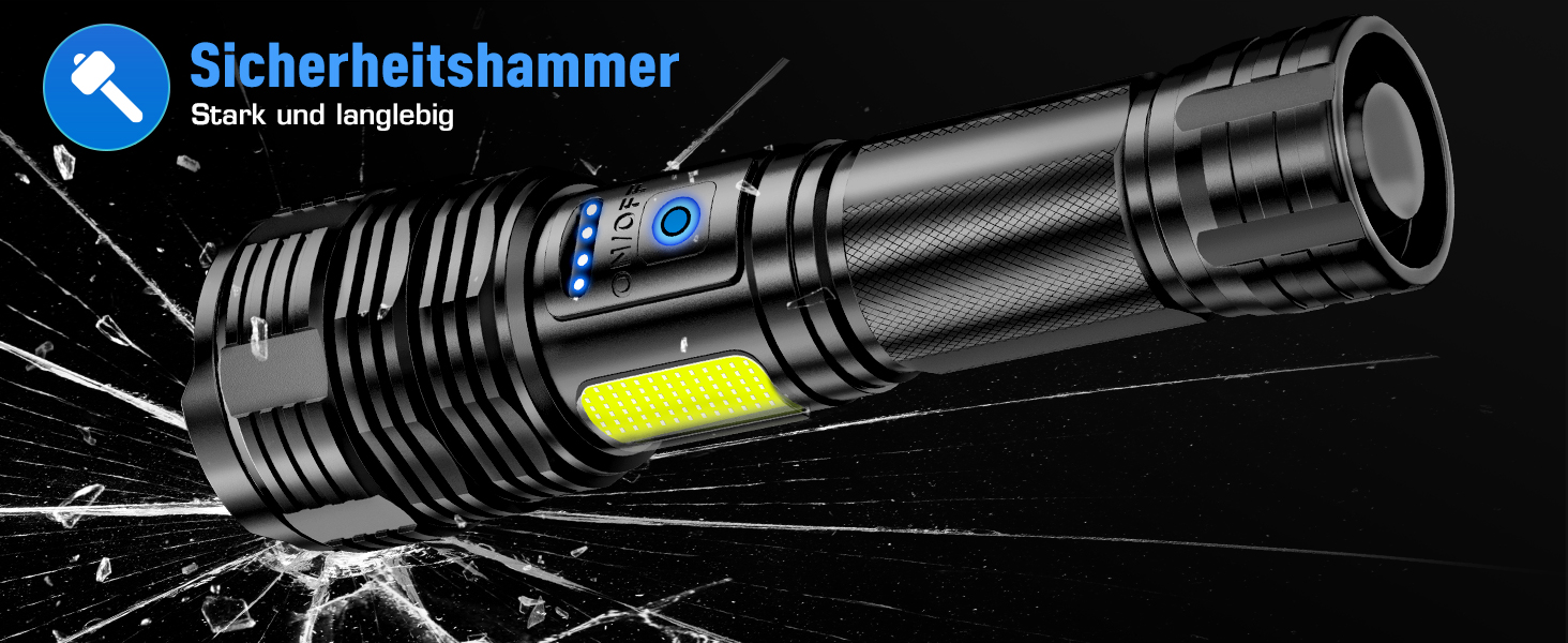 LED ліхтарик Sidark, 500000 люмен, водонепроникний IPX7, 9 режимів, Zoom, бічне світло, для кемпінгу та надзвичайних ситуацій