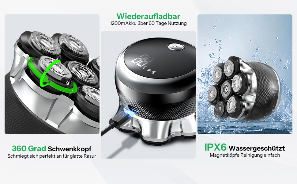 Електричний гостроювач для голикової голови Yeerain 7D, чорний, з LED-дисплеєм та 2 швидкостями