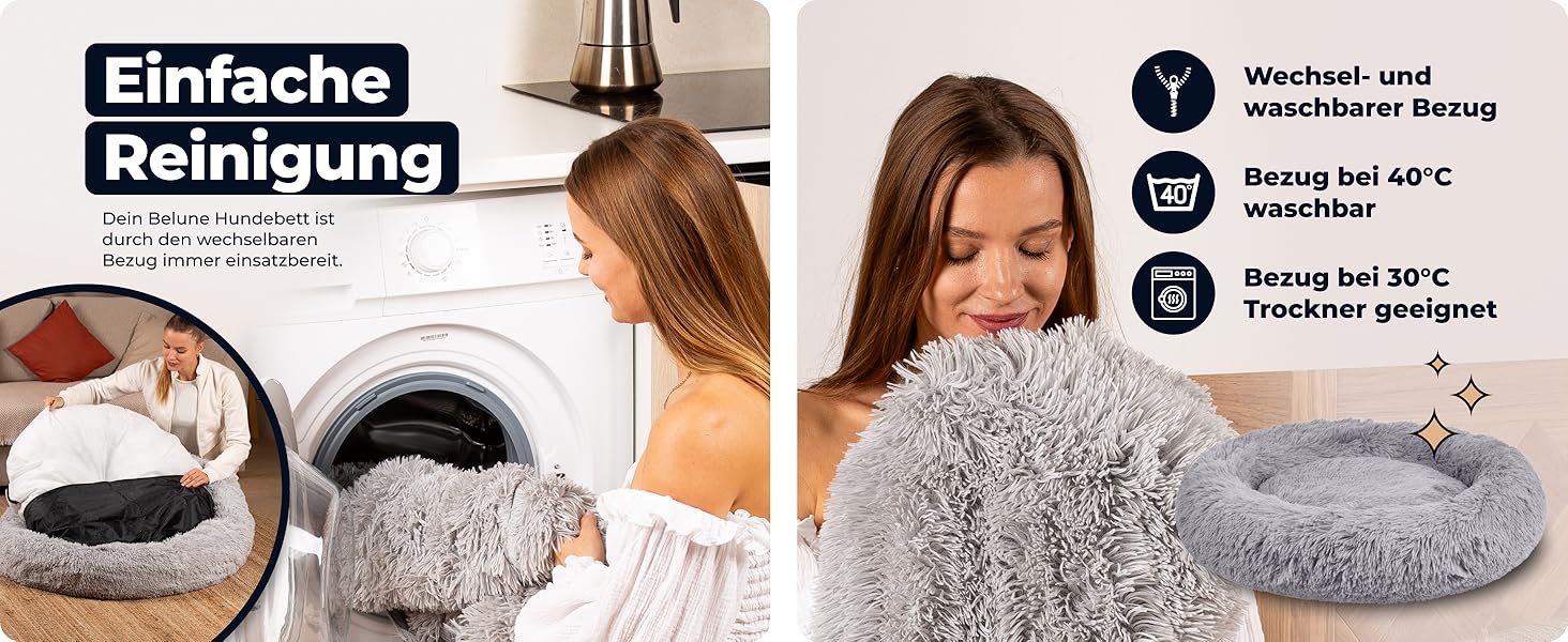 Belune® Лежанка для собак [знімний, washable cover] - Оригінал - [L, 100 см, темно-сірий] Корзина для собак, ліжко для котів, лежанка для собак, м'яка лежанка для собак великих, середніх та маленьких собак L (100 см) Темно-сірий