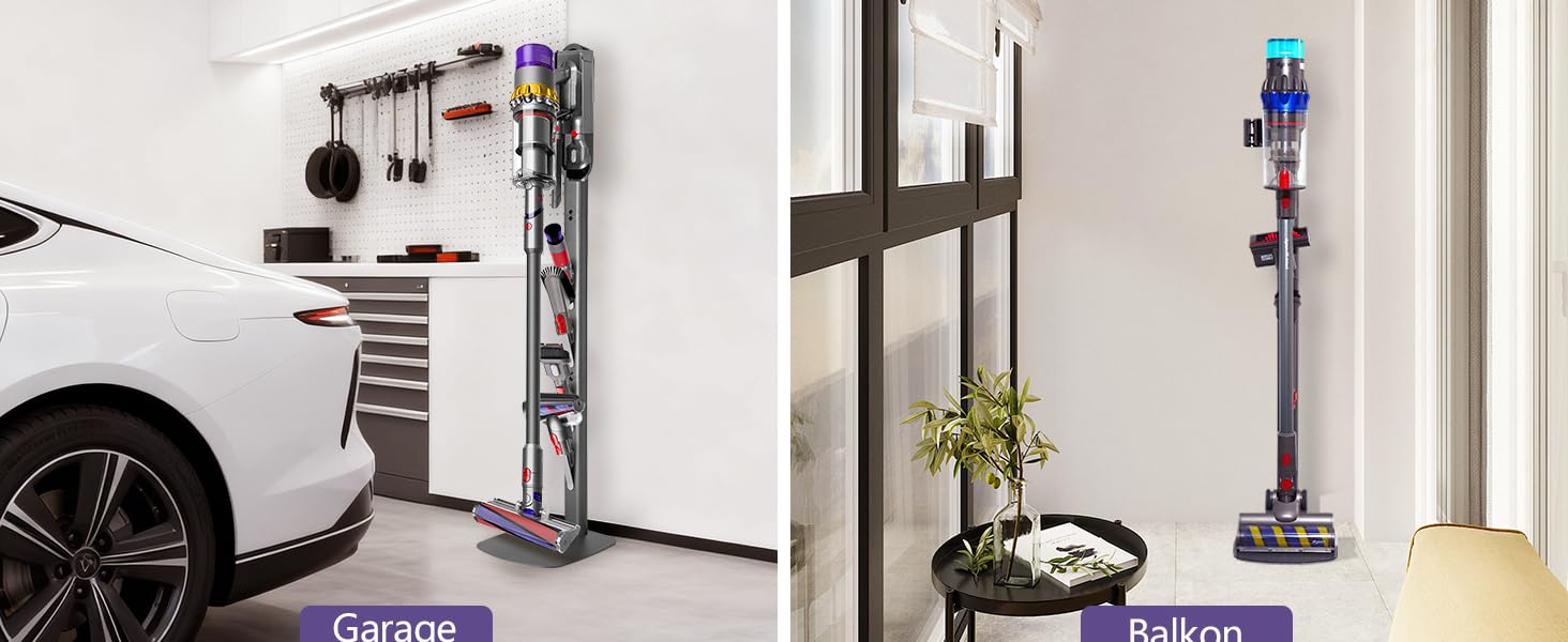 Кріплення та зарядний стан для пилососів Dyson V8–V15 та Gen5 – настінний тримач для акумуляторного пилососа з органайзером для насадок, щіток та кабелю, темно-сірий