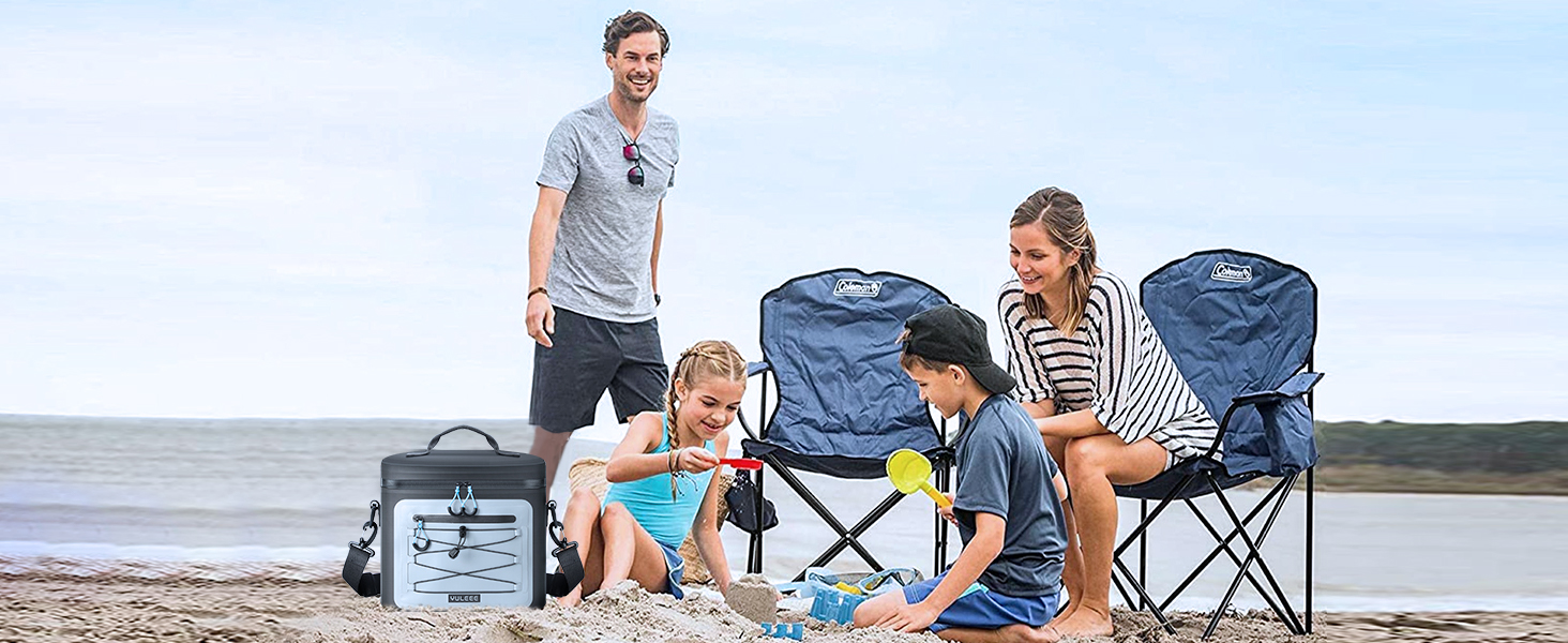 Чорна ізольована сумка-холодильник 24L для пікніків, пляжу, кемпінгу та транспортування продуктів