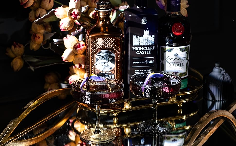 GLASSIQUE CADEAU Набір келихів для коктейлів та шампанського, 4 шт, 200 мл, Art Deco, кришталь, димчасто-сірий