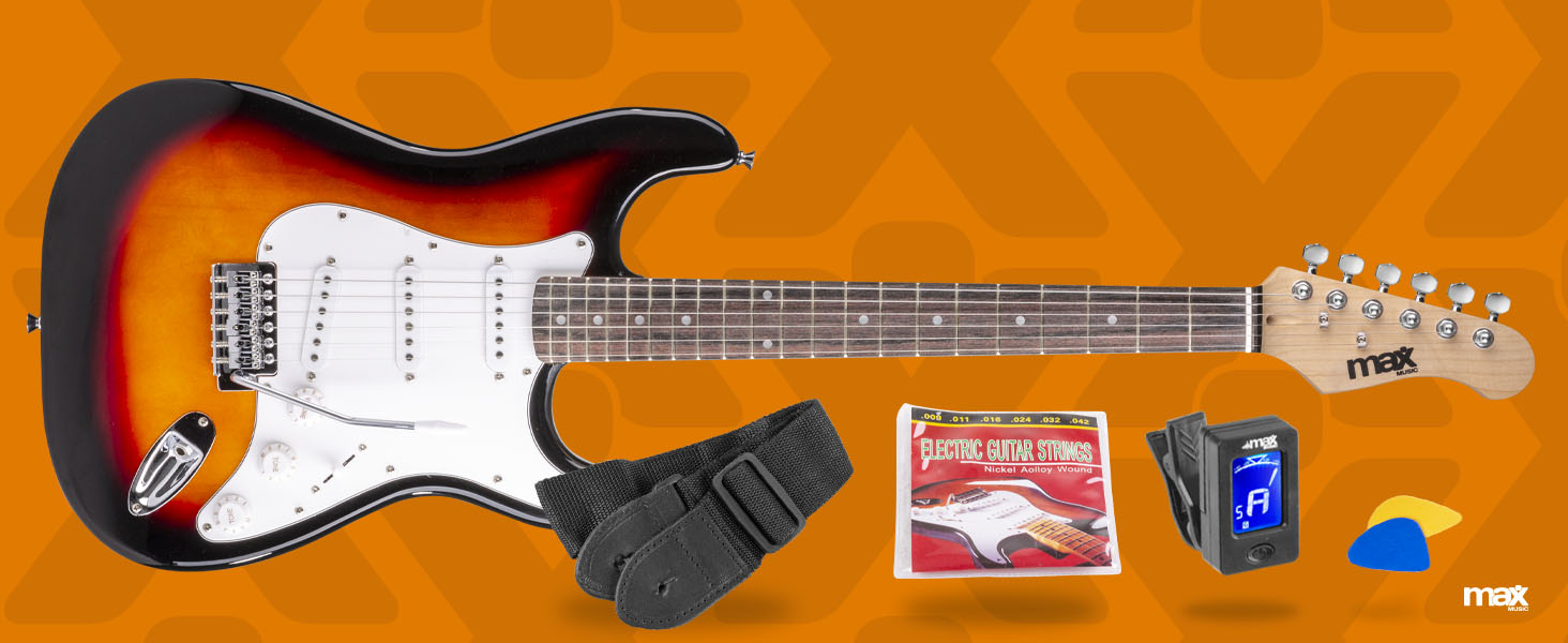 MAX GigKit: Повний комплект електрогітари - підсилювач 40 Вт, аксесуари, гітара Sunburst