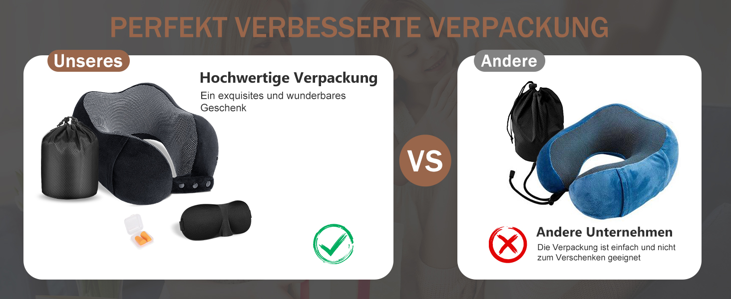 Подушка для шиї у літак, доросла, з піною з пам'яті, регульована, з маскою для сну та берушами, чорна