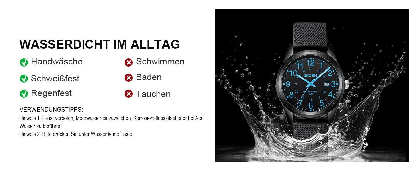 Чоловічий годинник: аналоговий кварцовий годинник з водозахистом 30M, стильний дизайн для чоловіків (R015 - Чорний / Синій)