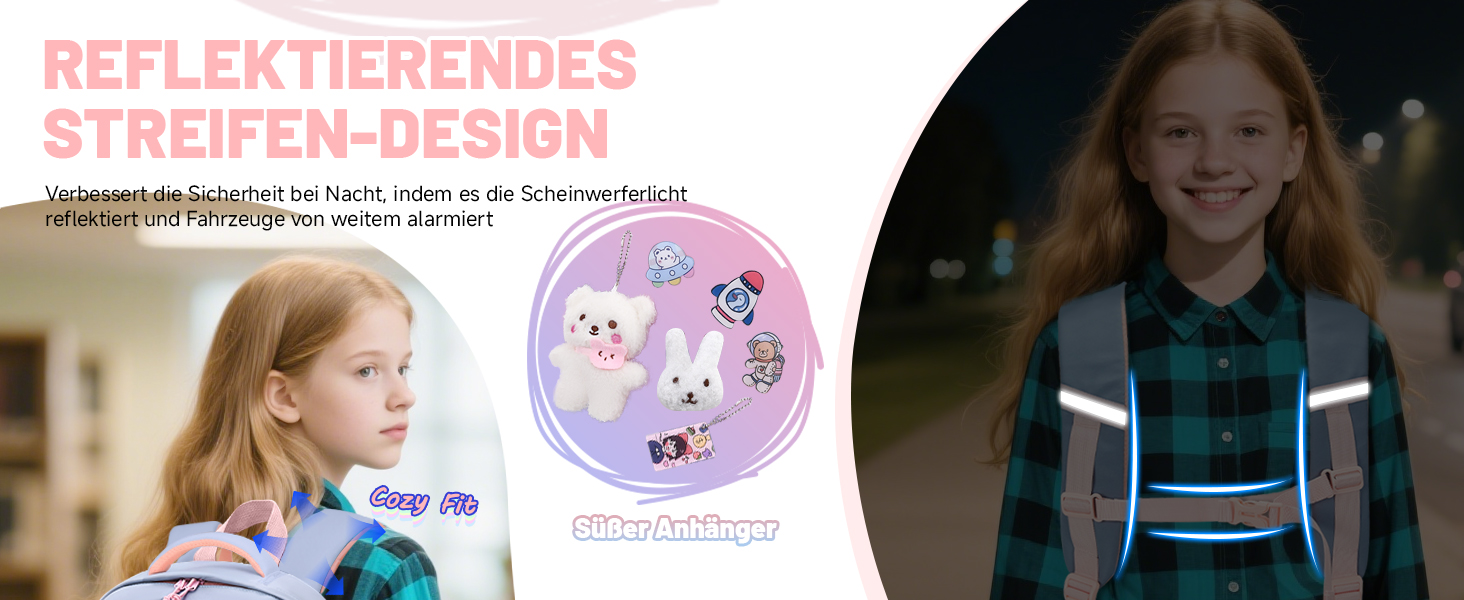 Шкільний рюкзак Tanou для дівчаток, 20 літрів, водонепроникний, для 3-7 класів, блакитний