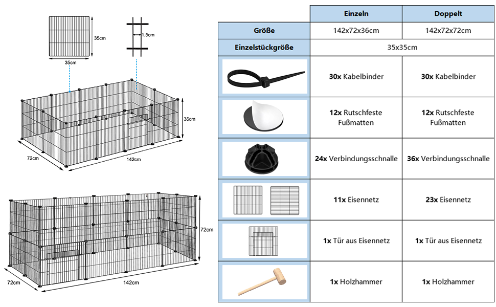 Клітка-вольєр для кроликів та інших дрібних тварин Froadp 142x72x36cm (12 частин)