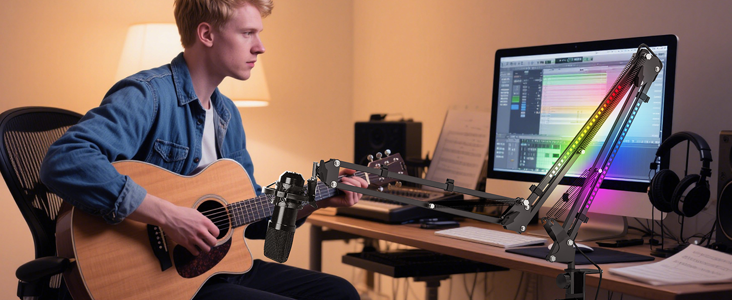 Тримач для мікрофона з RGB підсвіткою: регульований кріплення на стіл для TikTok Live-Streaming та співу